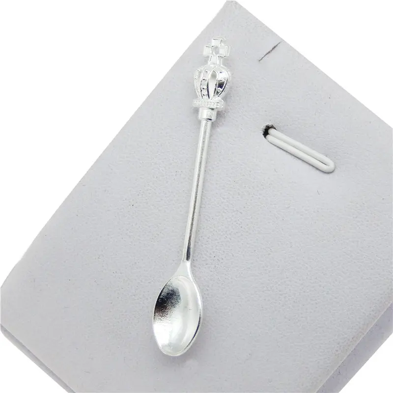 12PCS Classical Silver Color Crown Spoon Charms Alloy Tableware Pendant Jewelry Making Accessory Craft DIY 56*10mm