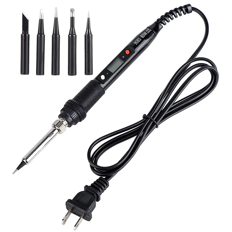 Black 110V 220V 80W Digital display LCD Adjustable Temperature Electric Soldering Iron with 900M-T soldering iron tip