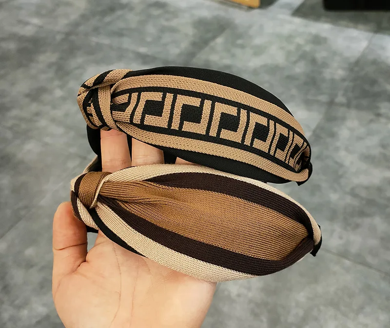 Border Fabric Knotting Headband Europe And The United States Women All Solid Color Elastic Wide Version Pressure Hair Headband