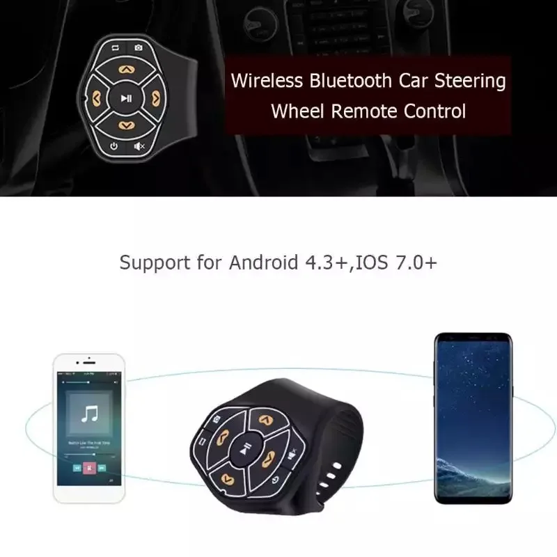 Universal Wireless Car Steering Wheel Button Remote Control Bluetooth 4.0 Hands-free Multimedia Player Button for IOS Android