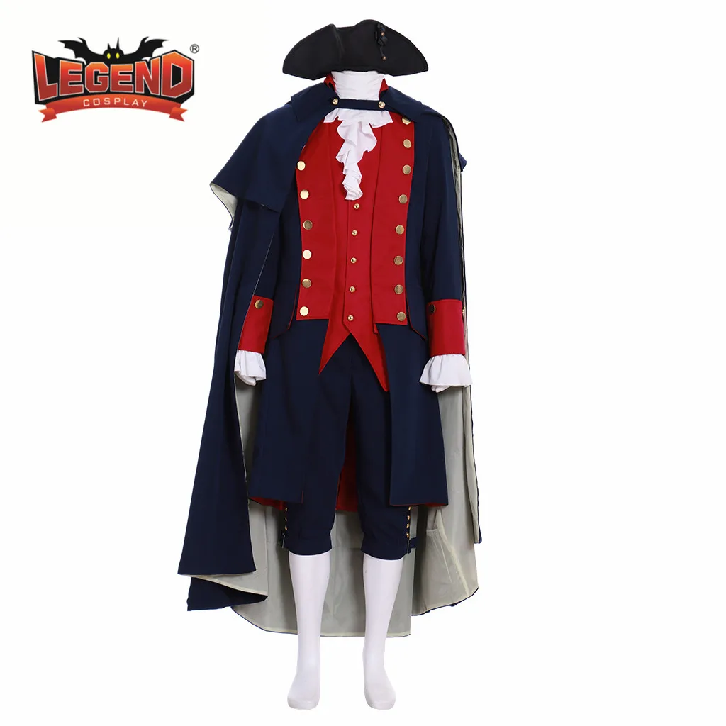 TURN: WASHINGTON'S SPIES cosplay costume  father George Washington Colonial blue jacket cosplay Costume outfit with cloak cape