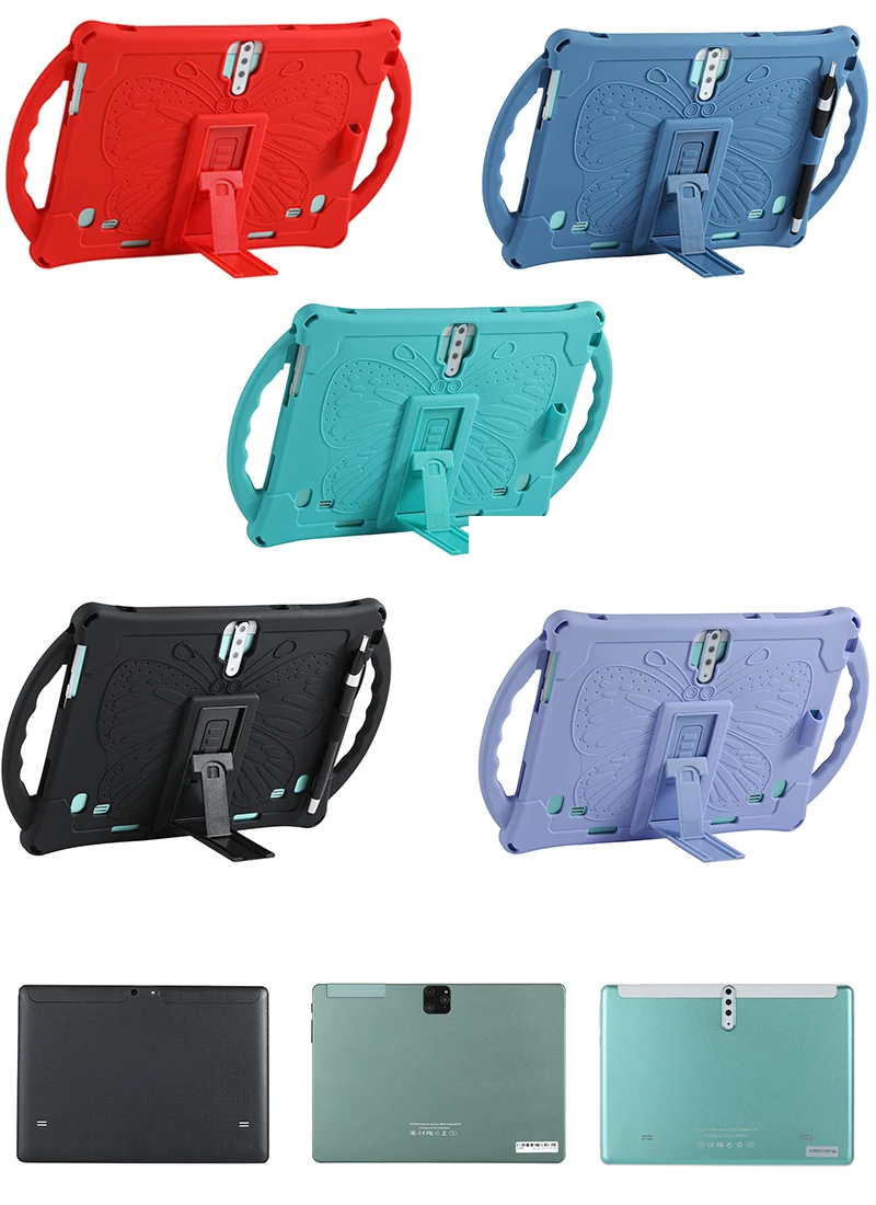 Funda 태블릿 10.1 범용 소프트 실리콘 케이스, 10 10.1 인치 안드로이드 태블릿 PC용 소프트 충격 방지 커버 케이스, 핸들 + 펜 포함