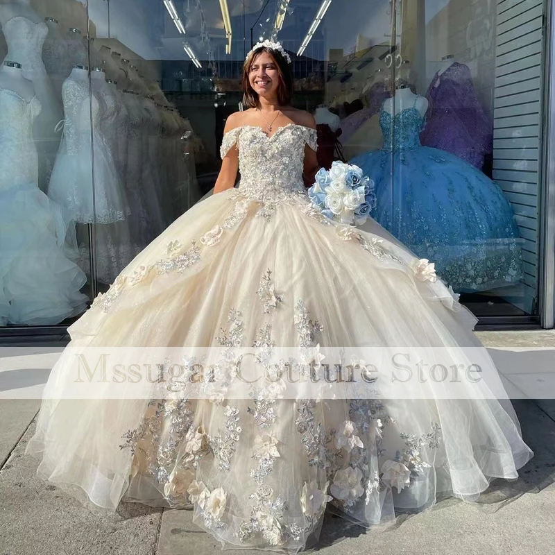 2021 koronka księżniczki Quinceanera suknie suknia aplikacje Off ramię słodkie 16 sukienka koktajlowa Vestidos De Quinceañera