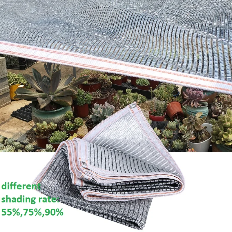 90% ~ 55% Rate srebrzysta folia aluminiowa siatka zacieniająca szklarnia balkon dach sukulenty osłona ochronna Outdoor Carport Cloth