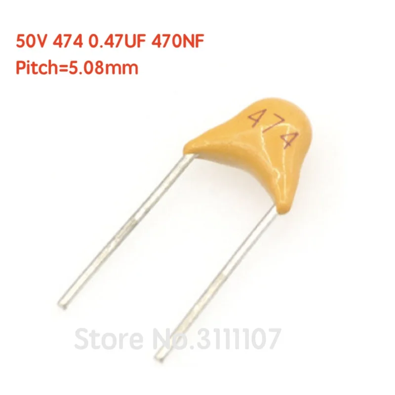 100pcs/lot 0.47uF 474 50V Multilayer ceramic capacitor 474 50V 470nF 474M Pitch=5.08mm