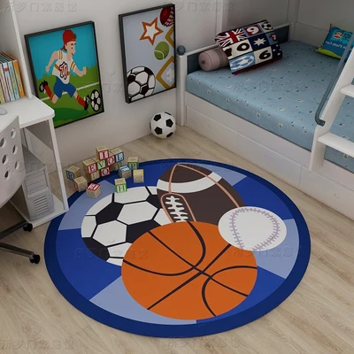 

Round Non-Slip Carpet for Children's Room, Rugby, Basketball, Football, Bedroom, Tent, Desk, Computer, Chair, Boys, Tent