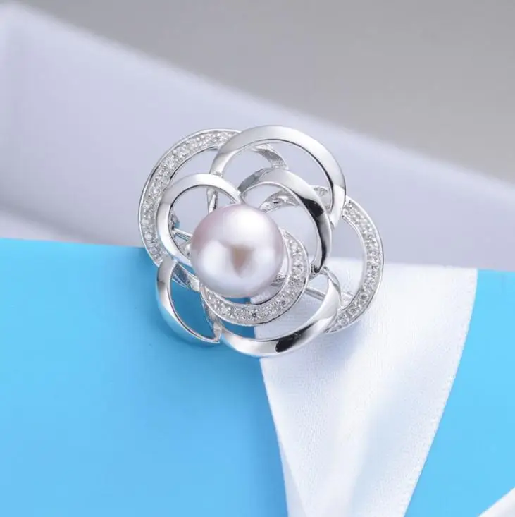 

MeibaPJ Natural Pearl Luxurious Flower Brooch S925 Solid Silver Corsage Ornaments Fine Workmanship Jewelry For women's Gift