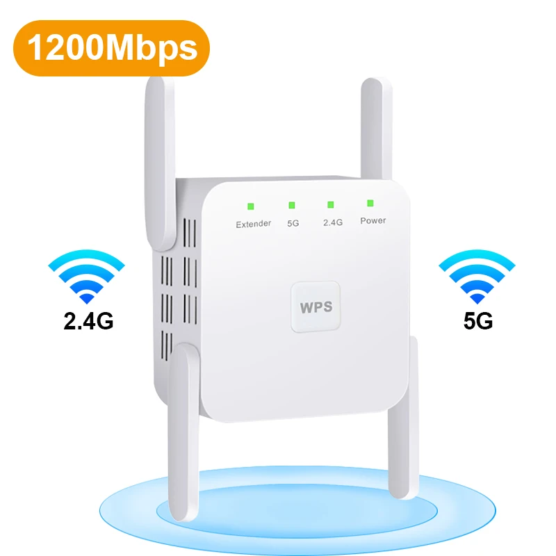 Répéteur Wi-Fi sans fil, amplificateur de signal, amplificateur longue portée, 2.4 Mbps, 300Mbps, 5 mesurz, 1200G