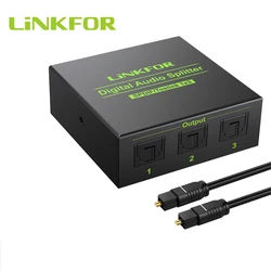 LiNKFOR 3-drożny Spdif Toslink optyczny dźwięk cyfrowy Splitter 1x3 optyczny Splitter 1 w 3 Out wsparcie DTS AC3