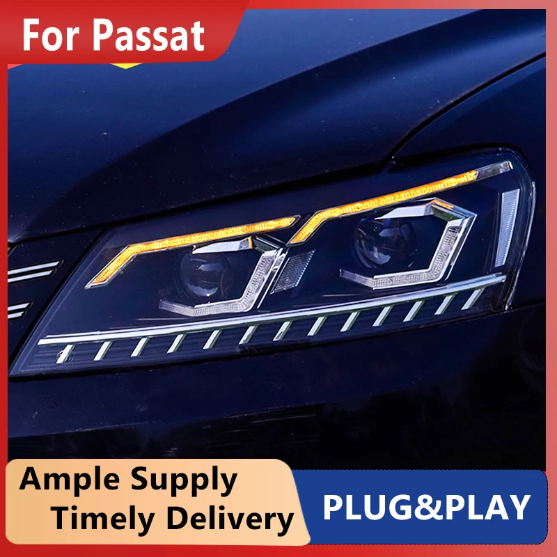 Car Headlight For Volkswagen Passat US verson 2011 Headlights LED DRL Running lights Bi-Xenon Beam lights angel eyes