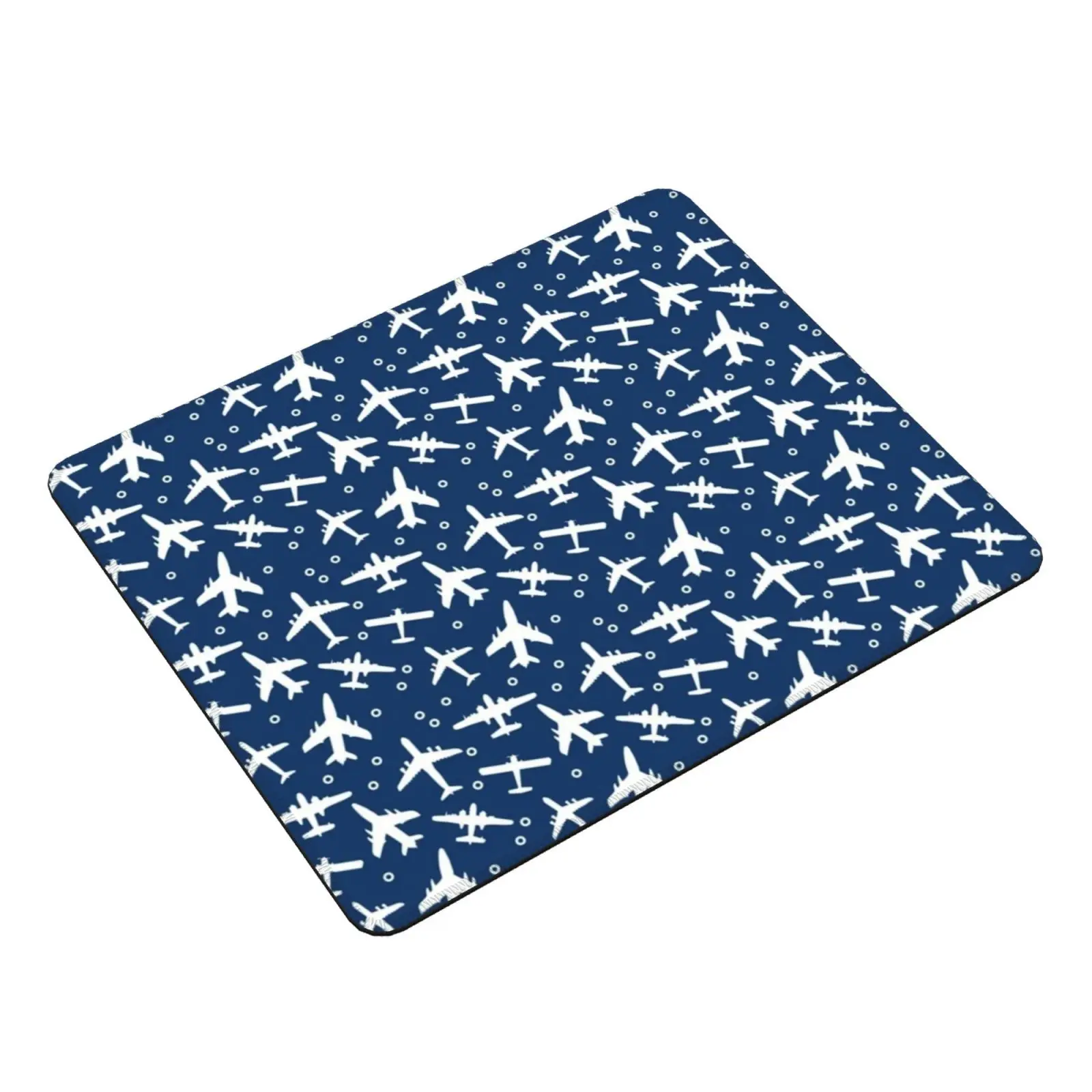 Blue And White Aeroplanes Silhouette Pattern Mouse Pad DIY Print Cushion Airplane Airplane Aviation Aviator