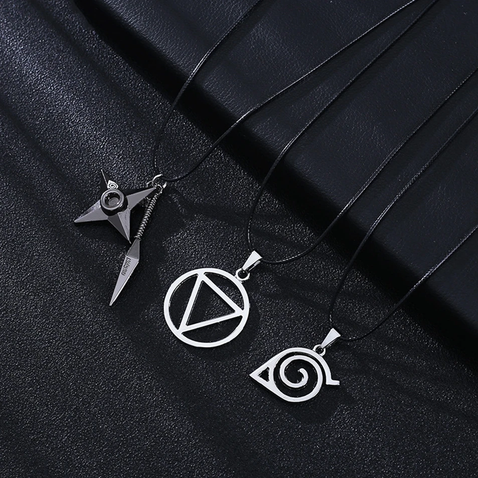 Cartoon Anime Naruto Necklace Kakashi Kunai Zumaki Shuriken Cosplay Action Figures Accessories Metal Alloy Pendan Kids Toy Gift