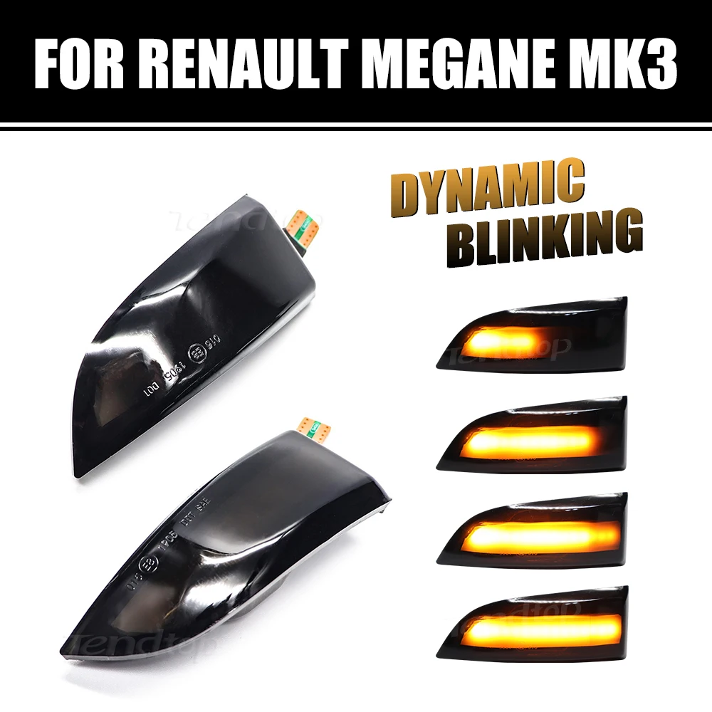 Dynamic Amber Turn Signal Side Fender Light Turn Repeater Mirror Lamp For Renault Megane MK3 Grand Latitude SM5 Safrane