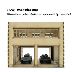 1/72 Tank Warehouse Model Factory Scene Wooden Assembly Model Military Base Miniature Buliding Kit