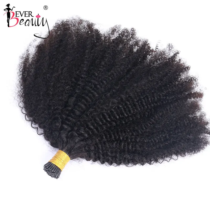 Afro Kinky Curly Coily Microlinks I Tip Hair Extensions F Tip Human Hair For Women 4B 4C Salon Brazilian Virgin Hair Ever Beauty