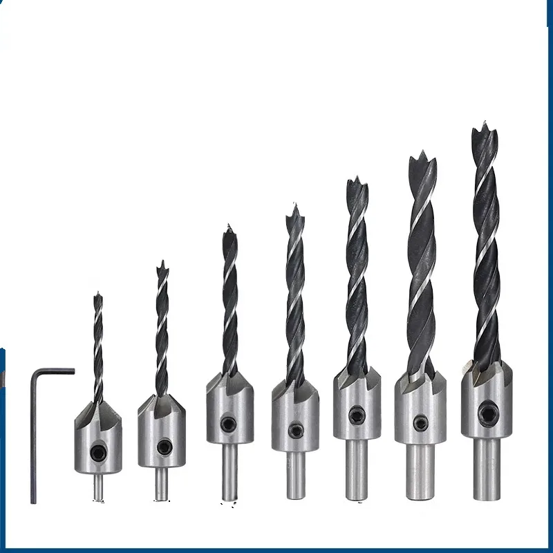 

3 мм-10 мм набор сверл из быстрорежущей стали с зенкером развертка для деревообработки фаски сверло с зенкером для сверления отверстий резак для отверстий винтовое сверло для отверстий