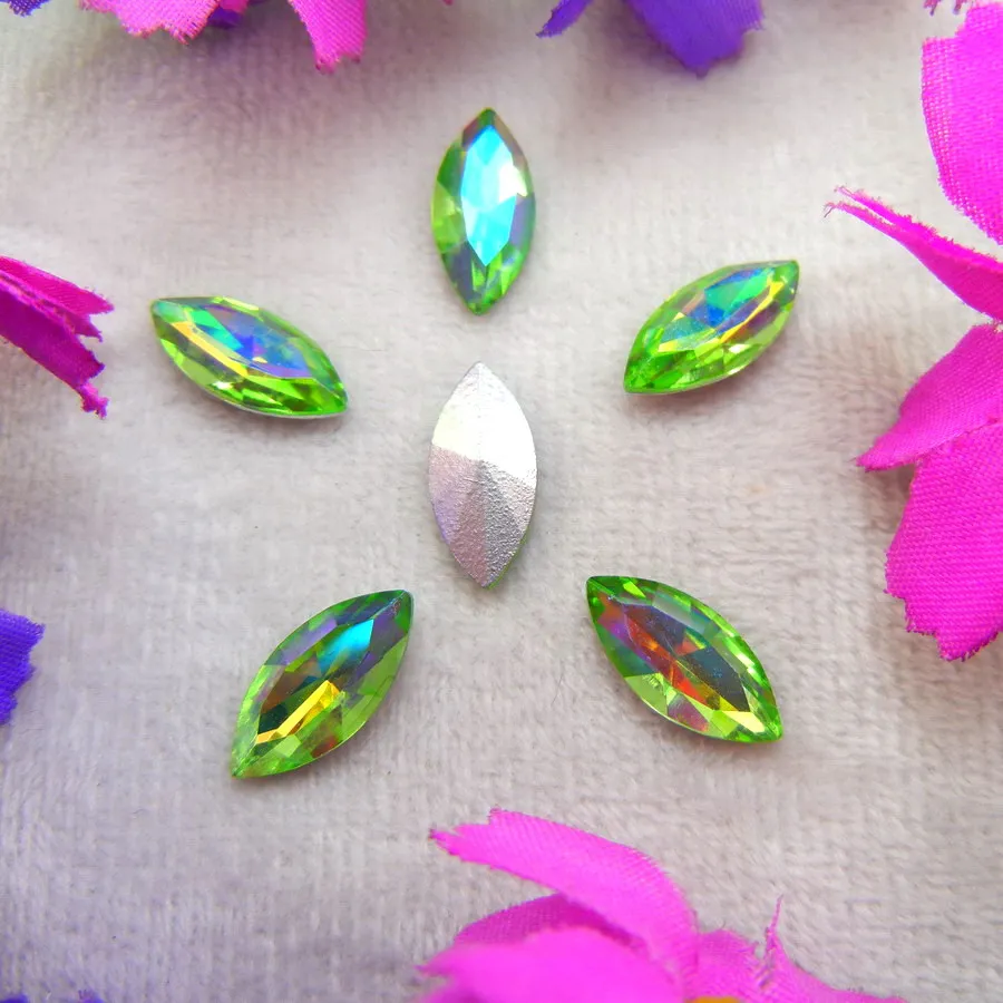 AB Farben 8 Größen Navette Pferdeaugen-Markise Form Glas-Klebekristalle Strass-Ornamente Zubehör DIY-Verzierung – Detail 12