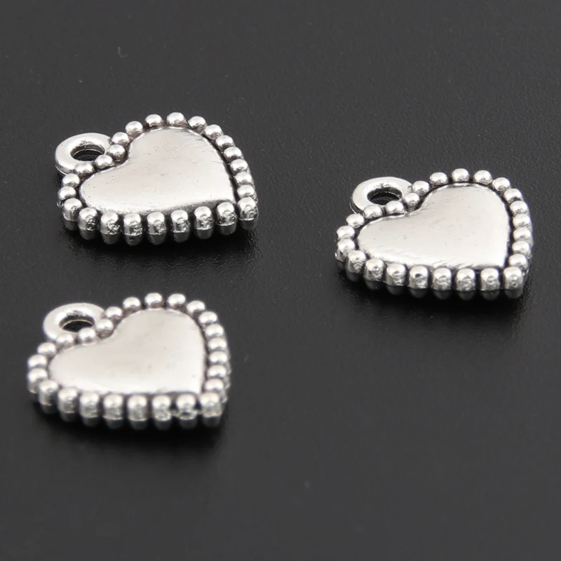 40pcs Silver Color 14x12mm Double Sided Heart Charms Love Pendant For DIY Handmade Alloy Jewelry Making Accessorie