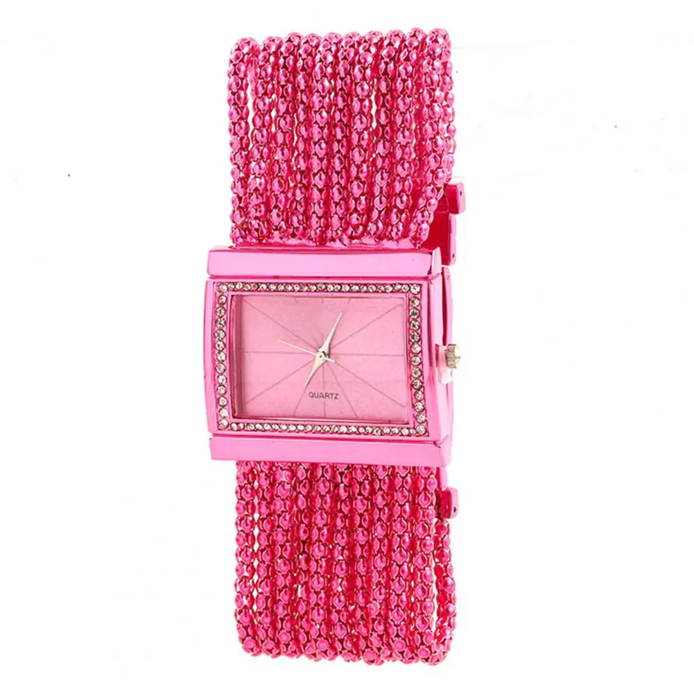 Rhinestone Inlaid Wristwatch For Women Multi-Layer Beads Chain Watch Stylish Women Quartz Bracelet Watch Fashion Wristband Watch