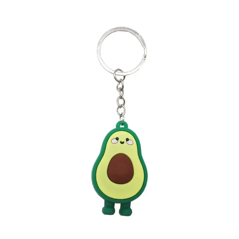 Cute Green Fruit Keychain 3D Soft Resin Smiling Avocado Keychains Couple Women Men Party Car Key Accessories Gift Jewelry