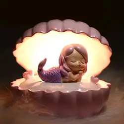 1pc Mermaid Night Lamp Shell Small Night Lamp Ornament Girl Dream Shell Lamp Fairy Nightlight Night Lamp Crafts Children Sleep