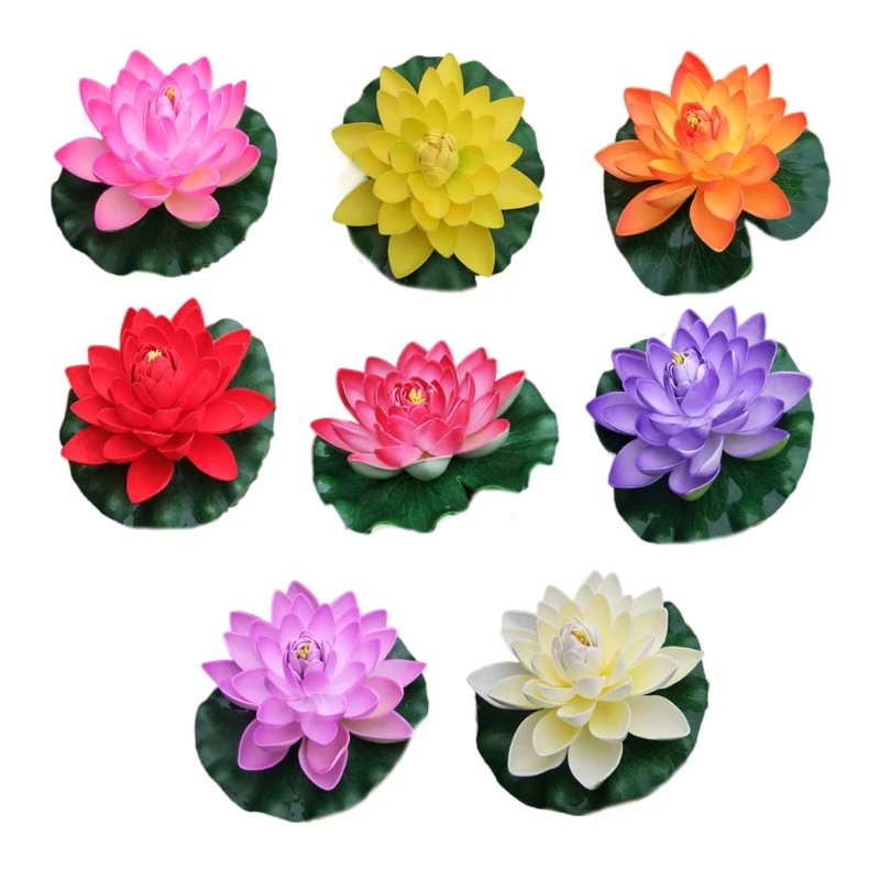 Free Shipping 10CM Artificial Silk Flower Simulation Lotus Floating Water Pond Lily For Home Garden Fish Tank Pool Decor 50pcs