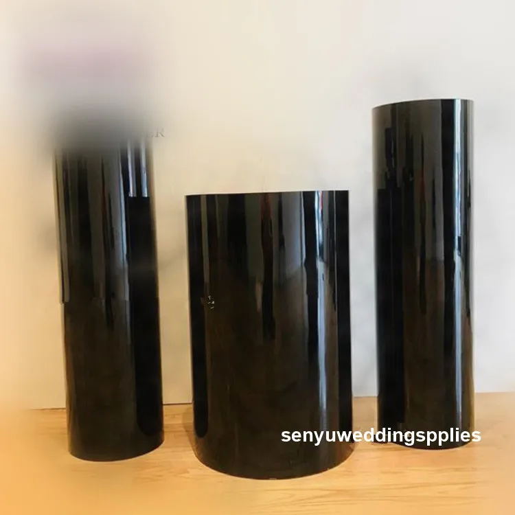 different size )Wedding and party used cylinder black acrylic plinth stand for wedding stagebackdrop stand senyu2113