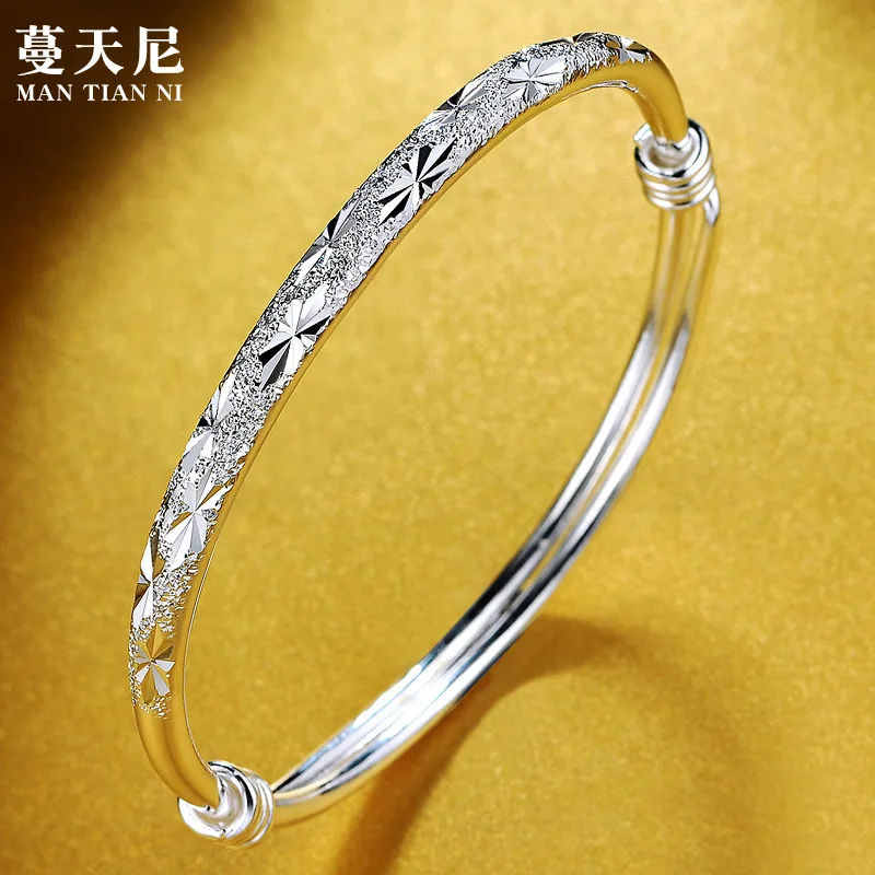 

Pure 100% Silver 999 Silver Chinese Ethnic Style Carved Silver Bracelet Girl Gift Female Silver Bangle