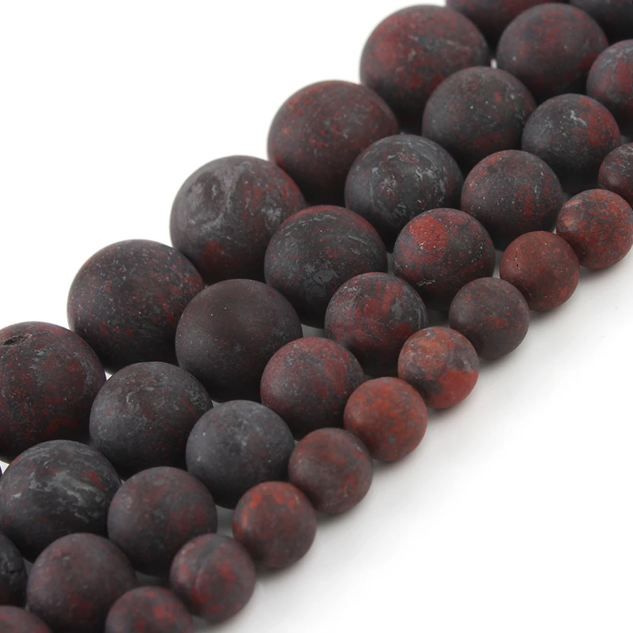 4/6/8/10/12mm Dark Red Flower Jaspers Natural Stone Round Beads for Jewelry Making DIY Bracelet Accessories 15\