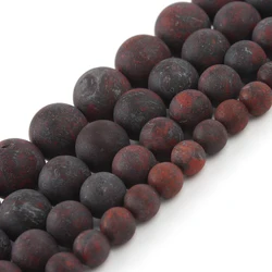 4/6/8/10/12mm Dark Red Flower Jaspers Natural Stone Round Beads for Jewelry Making DIY Bracelet Accessories 15