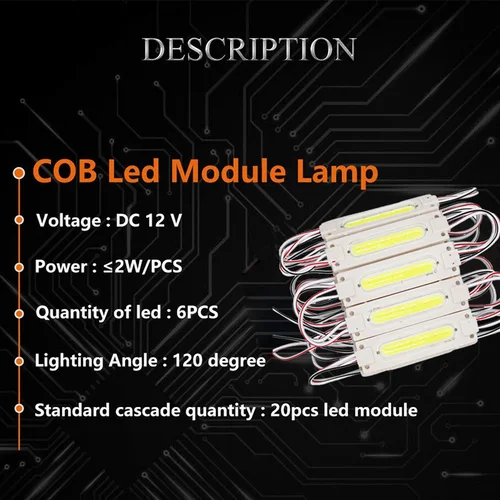 Imagen 2 del producto Módulo LED de 12V, 6 LED, cadena de luces superbrillante con lente de Color blanco, IP65, resistente al agua, diseño de publicidad SMD, 1 Uds.