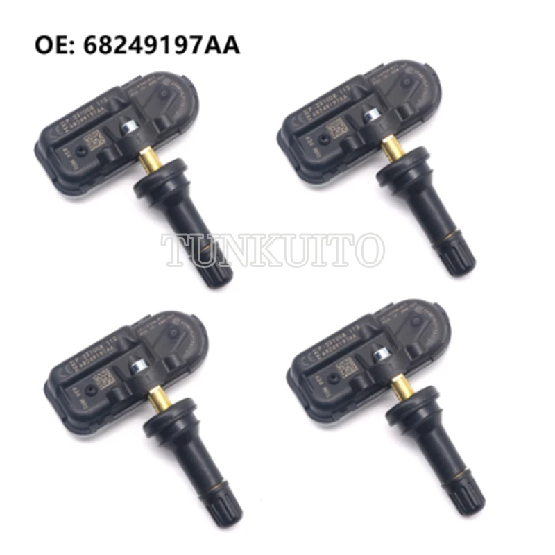 

4Pcs TPMS Sensor for Dodge Ram Jeep Cherokee Ram 1500 2015 2016 2017 2018 2019 Tire Air Pressure Sensor TPMS 433MHz 68249197AA