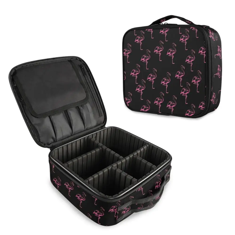 

Professional Toiletry Bag Flamingo Cosmetic Bag Organizer Women Travel Make Up Cases Big Capacity Cosmetics Suitcases For Makeup