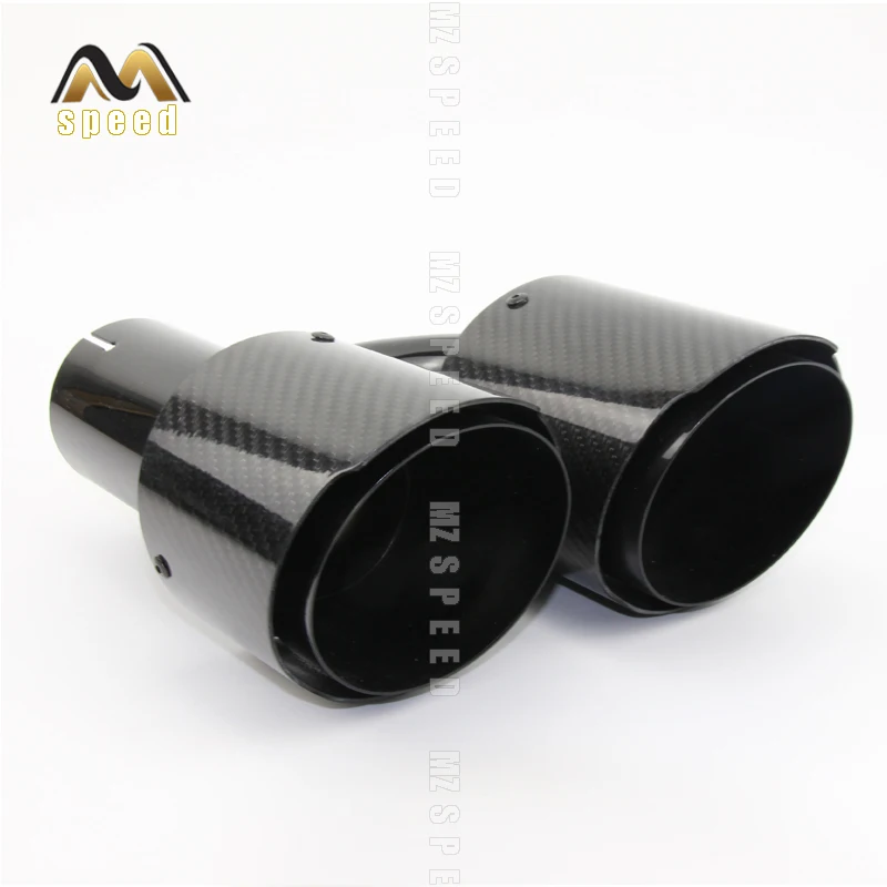 Car styling Modified exhaust pipe muffler tail throat 304 stainless steel and carbon fiber double outlet tail pipe