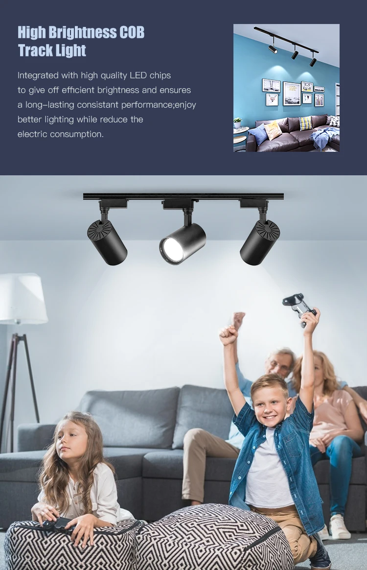 Komplette Sets LED-Schienenstrahler 220V COB Spot LED-Schienenbeleuchtung für Innenräume Küche Wohnzimmer Schienenlampe Deko – Detail 2