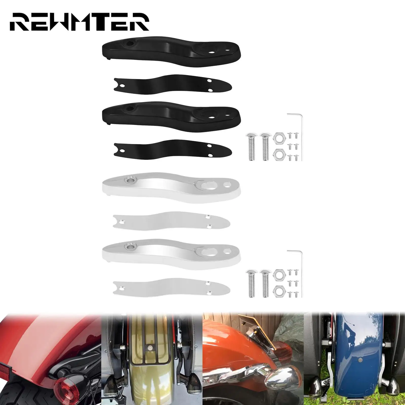 Motorcycle Rear Turn Signal Relocation Kit Indicators Extension Bracket Black/Chrome For Harley Sofatil Fat Boy Slim Breakout