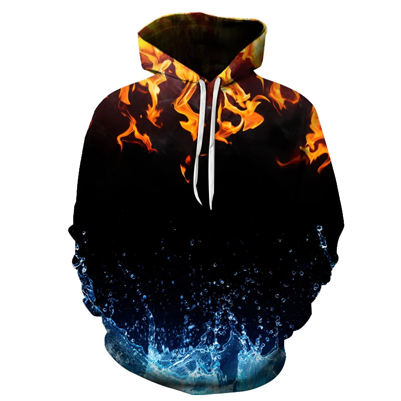 

Ice and Fire Theme Men's 3D Printed Hoodeds Sweatshirt Creative Holiday Fashion Hoodie Fall Winter Fashion Hooded Pullover