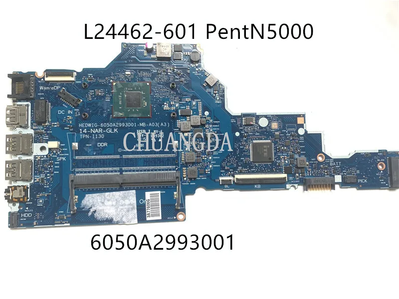 

For HP 14-DF Laptop Motherboard L26977-601 L24462-601 L24462-001 6050A2993001-MB-A03 mainboard With N5000 CPU