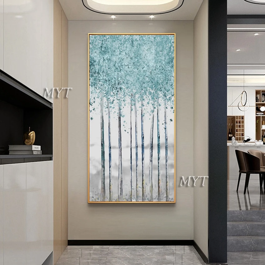 2021 new rich tree golden hand painting, restaurant mural, large gold gray bottom abstract painting art, pictures