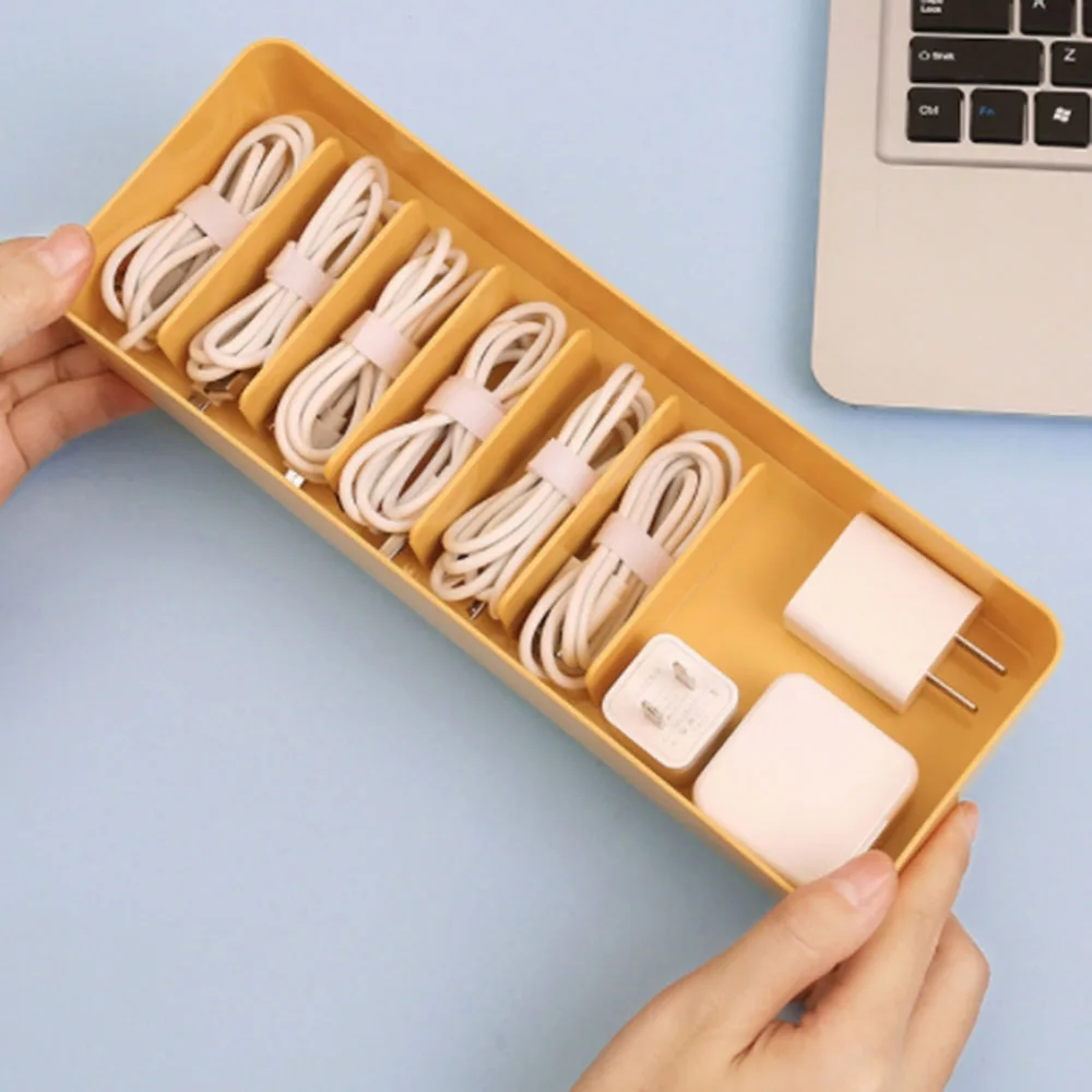 

Desktop Data Cable Separation Storage Box Mobile Phone Charging Earphone Cable Power Cord Sorting And Fixing Box with lid