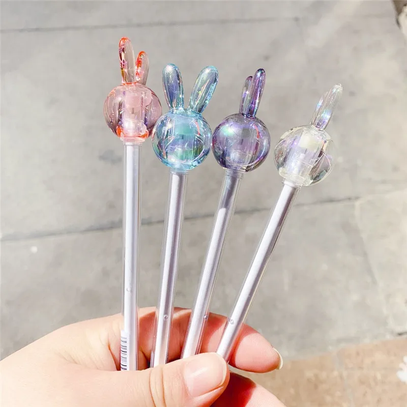 

48PCS Crystal Rabbit Pen Cute Colorful Laser Gel Pen Students Writing Instrument Stationery Kawaii School Supplies