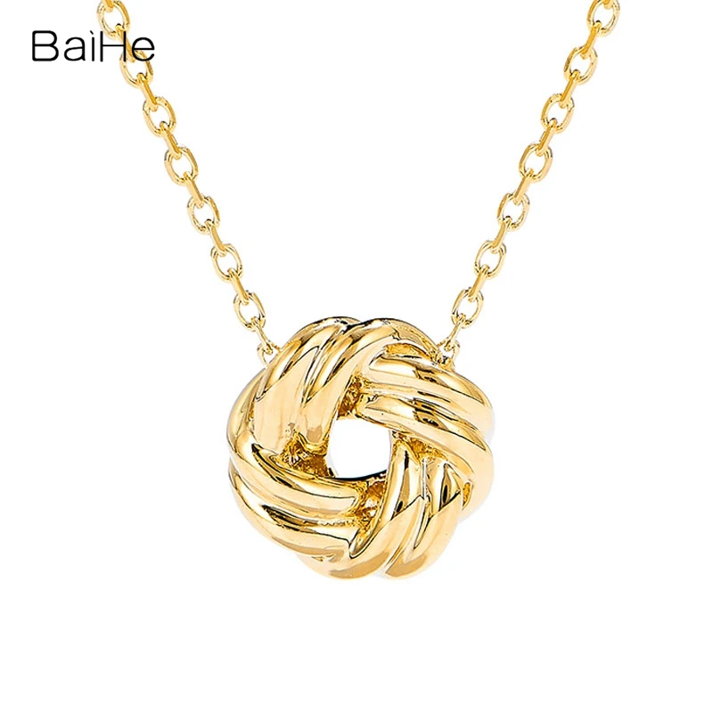 BAIHE Solid 18K Yellow Gold Simple Plain Golden Light Gold Collarbone Chain Necklace Women Fine Jewelry Halskette قلادة Muince