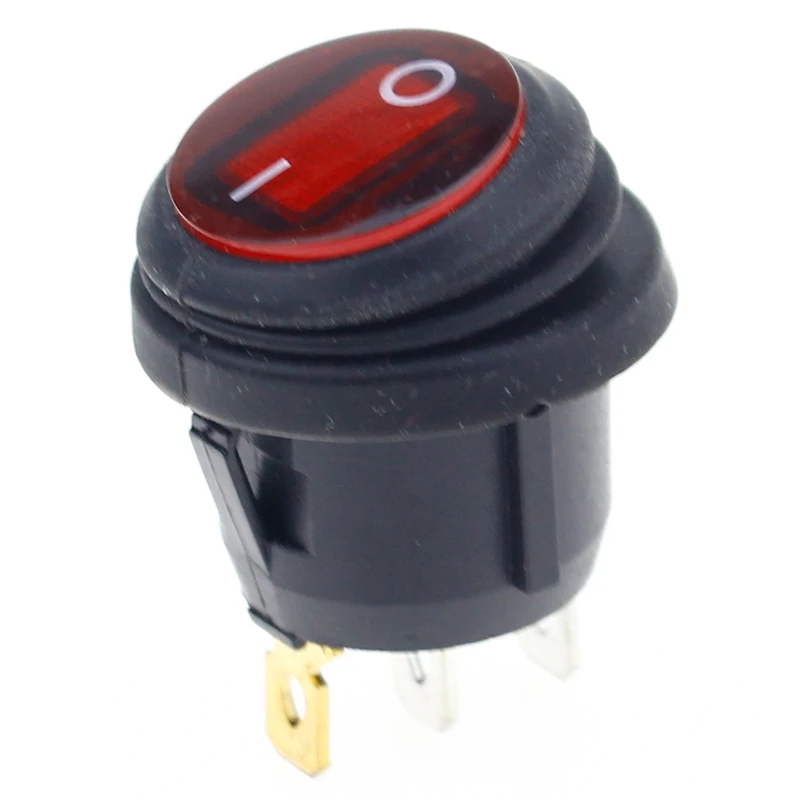 1Pcs KCD1-2 3 Pins ON/OFF SPST Rocker Switch Waterproof Car Boat LED Light Round Red