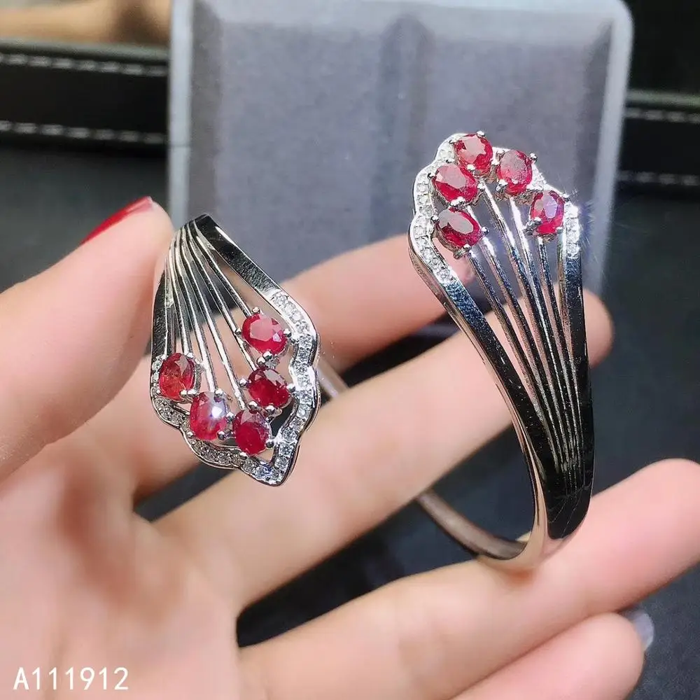 KJJEAXCMY Fine Jewelry Natural Ruby 925 Sterling Silver New Women's Hand Bracelet Wristband Support Test Beautiful