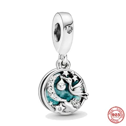 Vendita calda 925 Sterling Silver Stork & Twinkling Stars ciondola Charm fit originale Pandora Charm bracciale regalo gioielli in argento fai da te