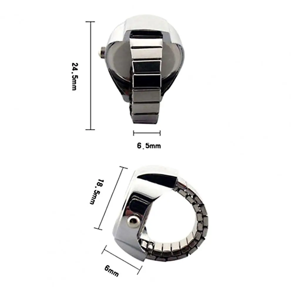 Finger Ring Watch Shape Stretchy Unisex Pointer Round Dial Quartz Watch Ring for Cocktail Party