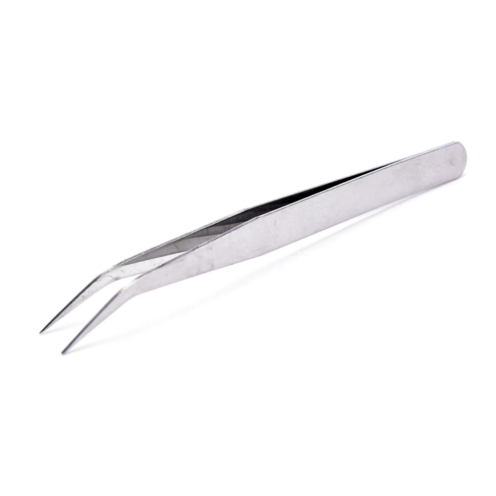 2PCS tweezers Nail Art Nippers Straight & Curved Tweezer For Eyelash Extensions Stainless steel make up tools