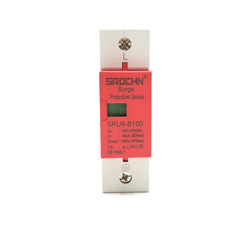 AC SPD 1P 2P 3P 4P 20-100 KA 220V 385V House Lightning Surge Protector Protective Low-voltage Arrester Device OEM Factory