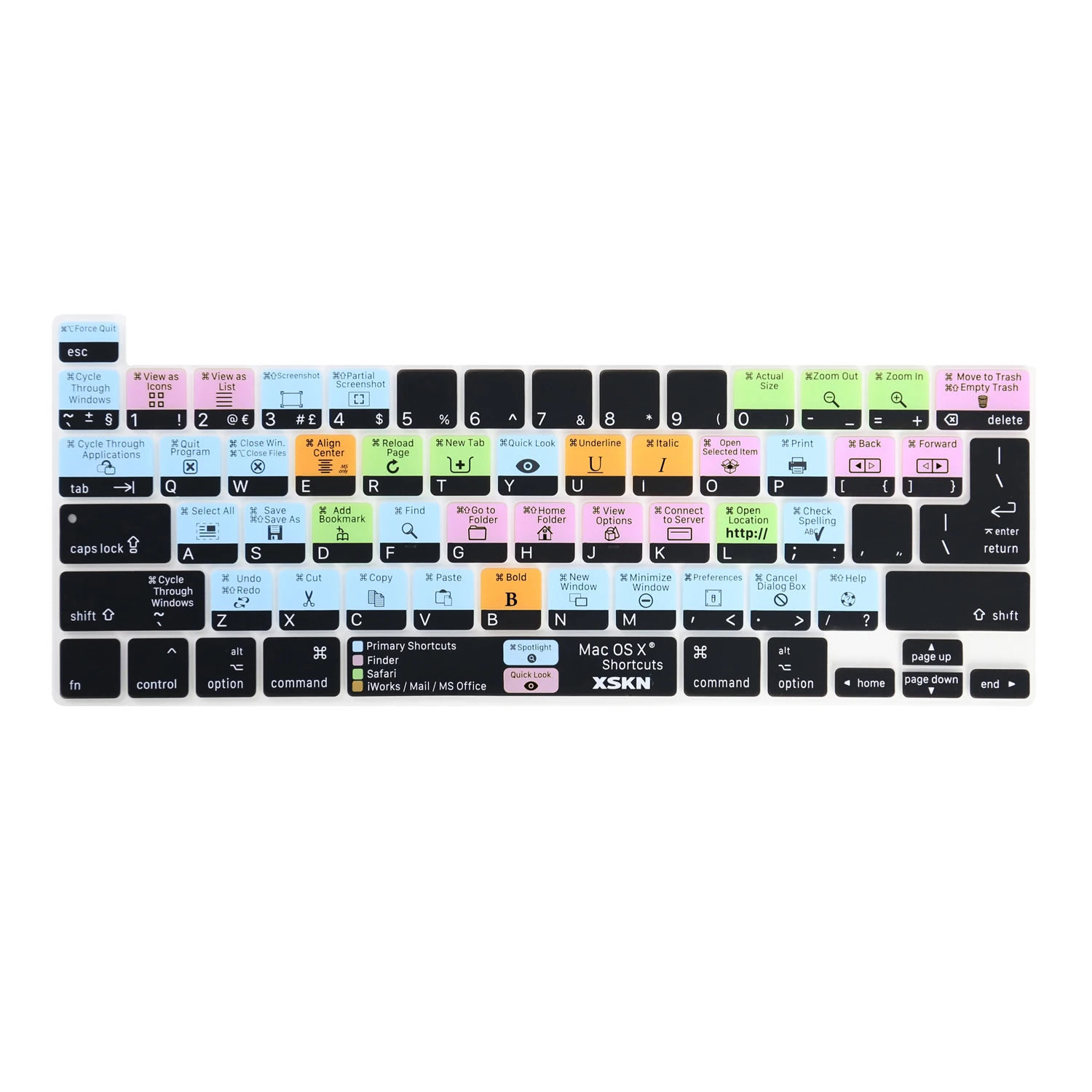 

XSKN macOS,Mac OS X Shortcuts Keyboard Cover Skin for 2019 New MacBook Pro 16 inch Touch Bar A2141 US and EU Version