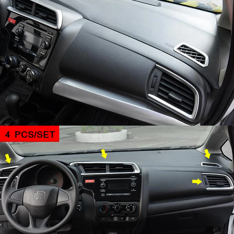 Dla Honda FIT JAZZ akcesoria samochodowe Croche 2013-2018 klimatyzatora samochodowego w lewo/w prawo/centrum powietrza osłona ramy wylotowej wykończenia naklejki 4 sztuk — zdjęcie 6